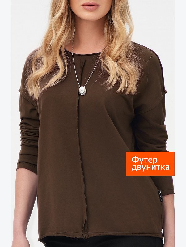 Женский лонгслив оверсайз из футера двунитки Happyfox