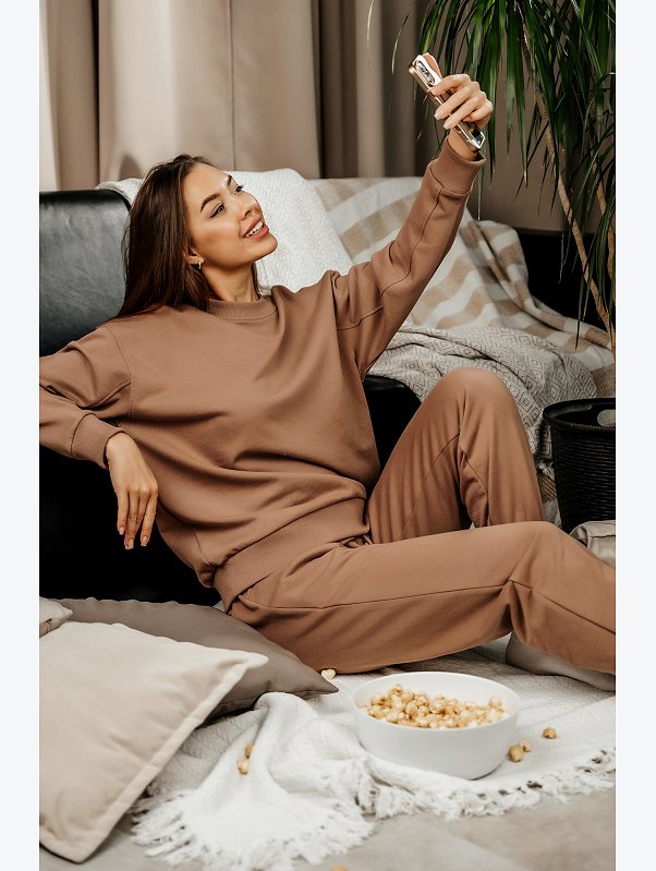 Женский костюм оверсайз из футера трехнитки Happyfox