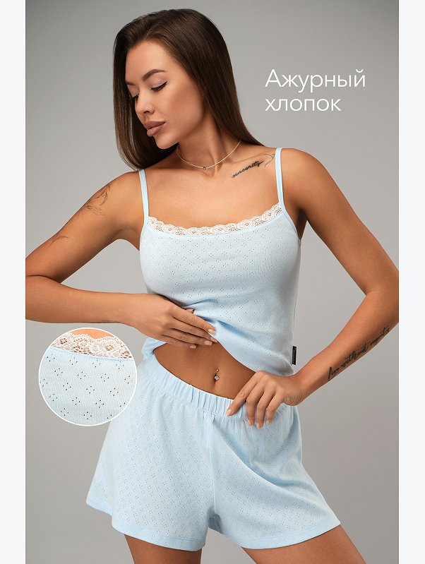 Женская пижама с шортами из ажурного хлопка Happyfox