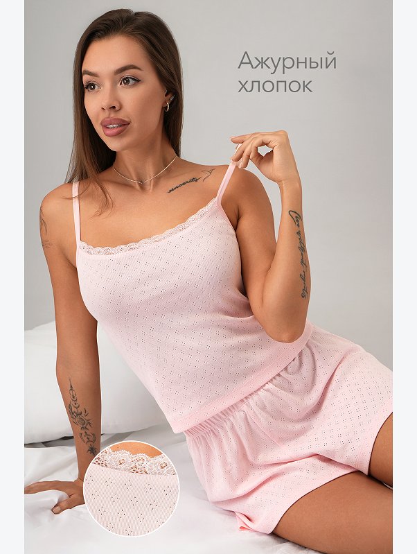 Женская пижама с шортами из ажурного хлопка Happyfox