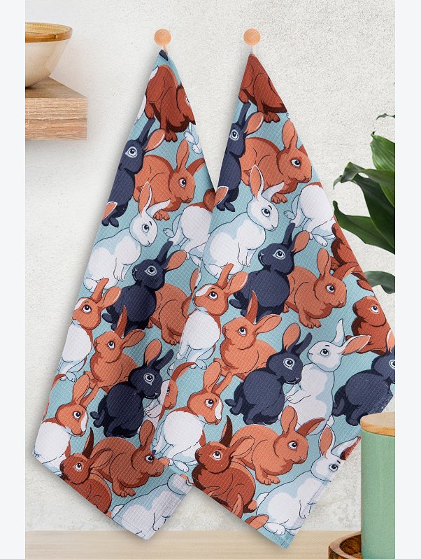 Набор вафельных полотенец с петельками 2 шт Happy Fox Home