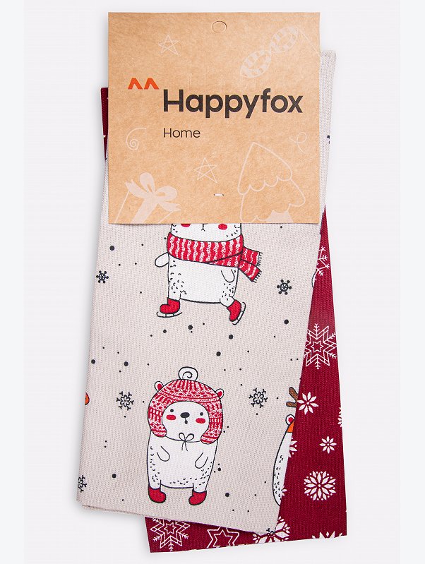 Набор полотенец из рогожки с петельками 2 шт Happy Fox Home