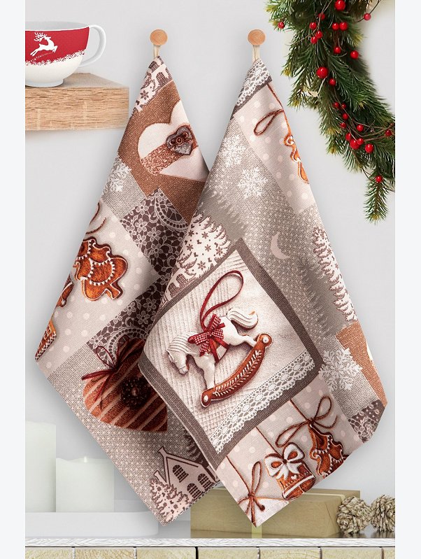 Набор полотенец из рогожки с петельками 2 шт Happy Fox Home