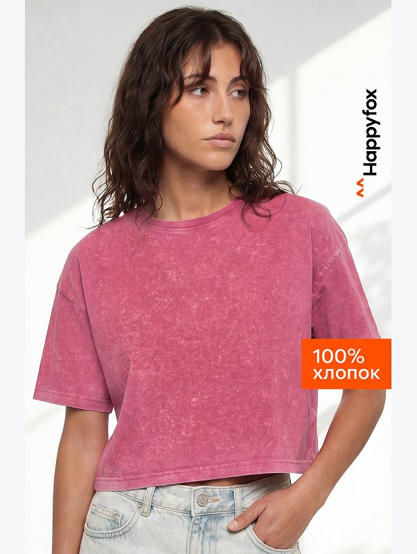 Женская укороченная футболка Happyfox
