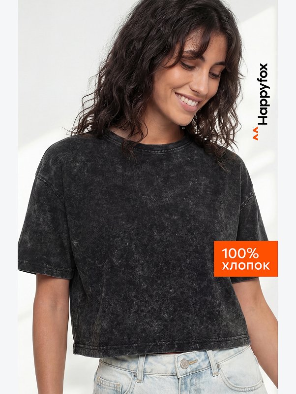 Женская укороченная футболка Happyfox