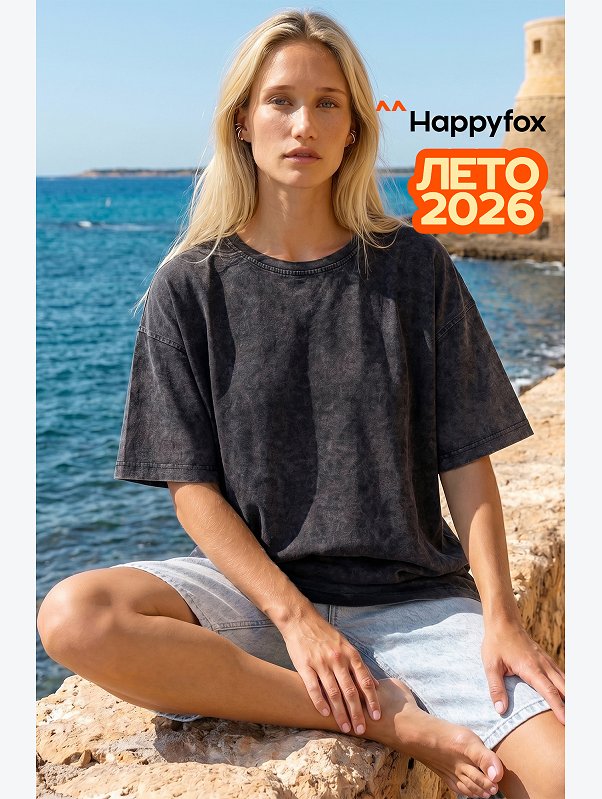 Женская футболка оверсайз Happyfox