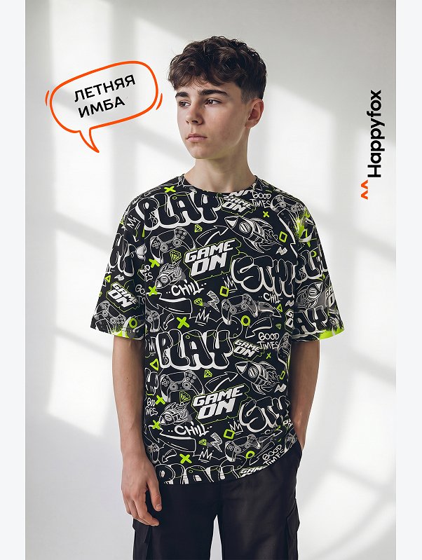 Детская футболка оверсайз Happyfox