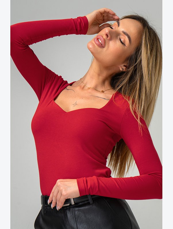 Женский лонгслив с глубоким вырезом Happyfox