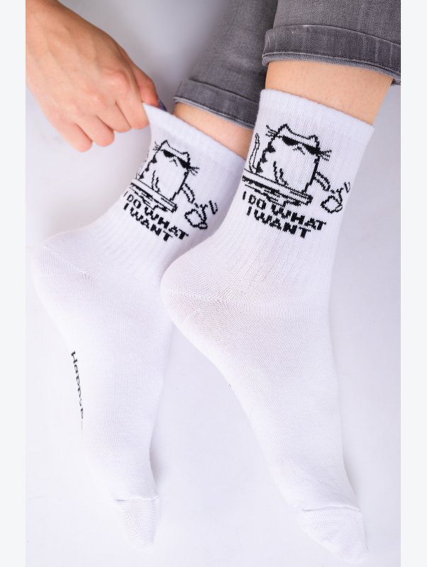 Прикольные носки с надписью Happyfox