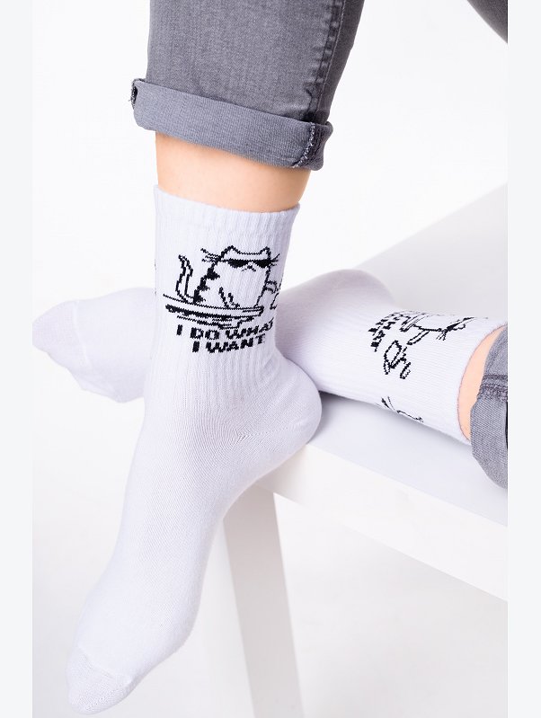 Прикольные носки с надписью Happyfox