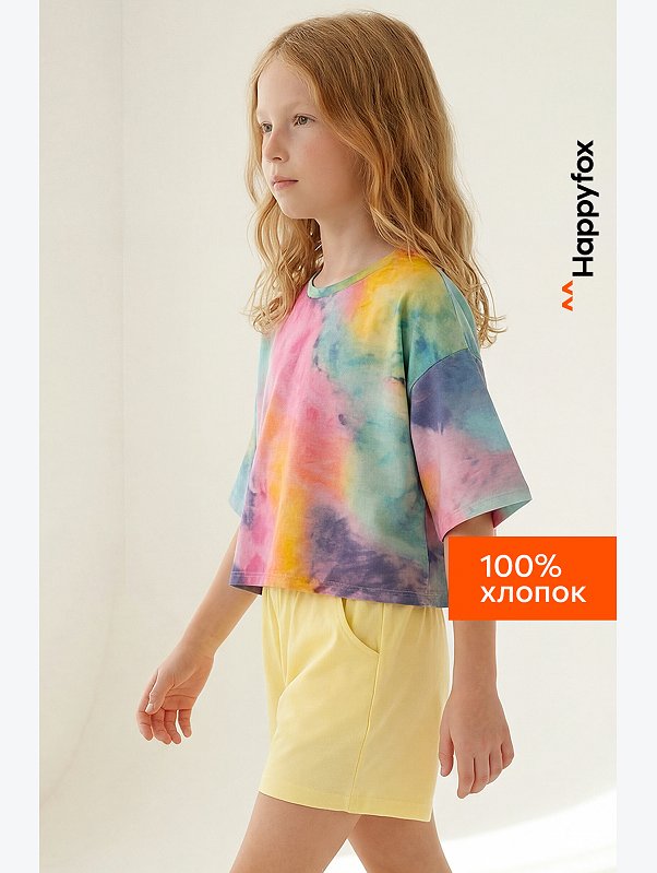 Укороченная футболка для девочки Happyfox