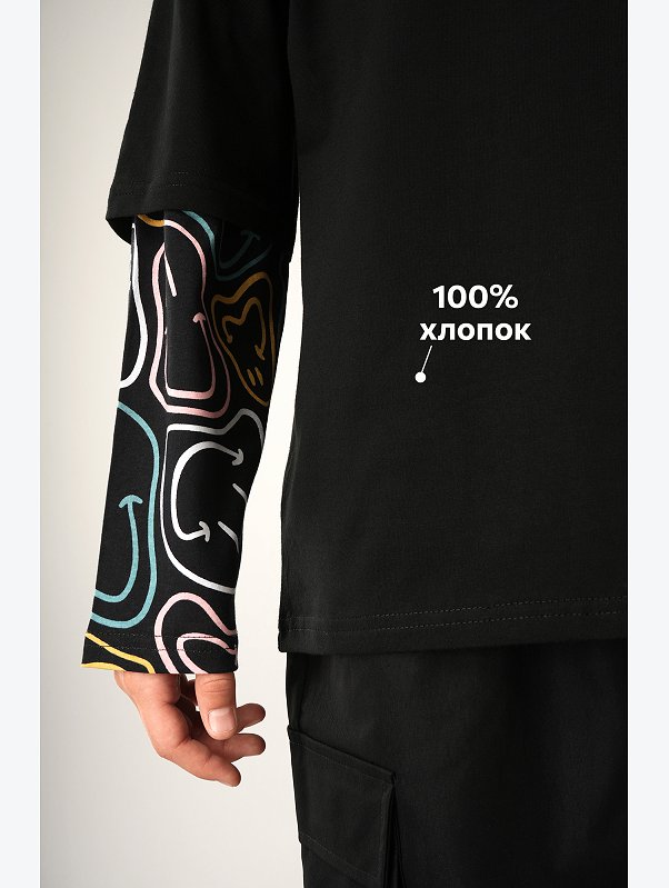 Детский лонгслив с двойным рукавом Happyfox