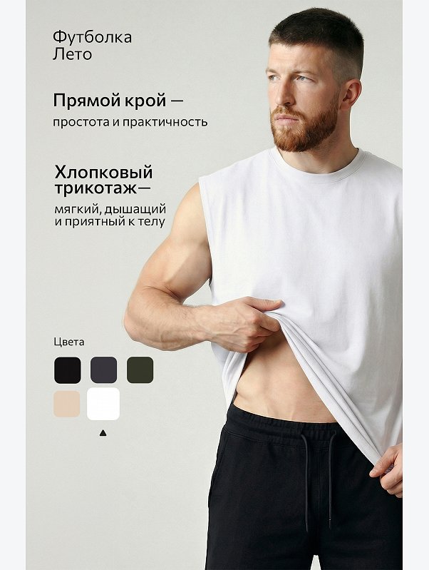 Мужская футболка оверсайз без рукавов Happyfox