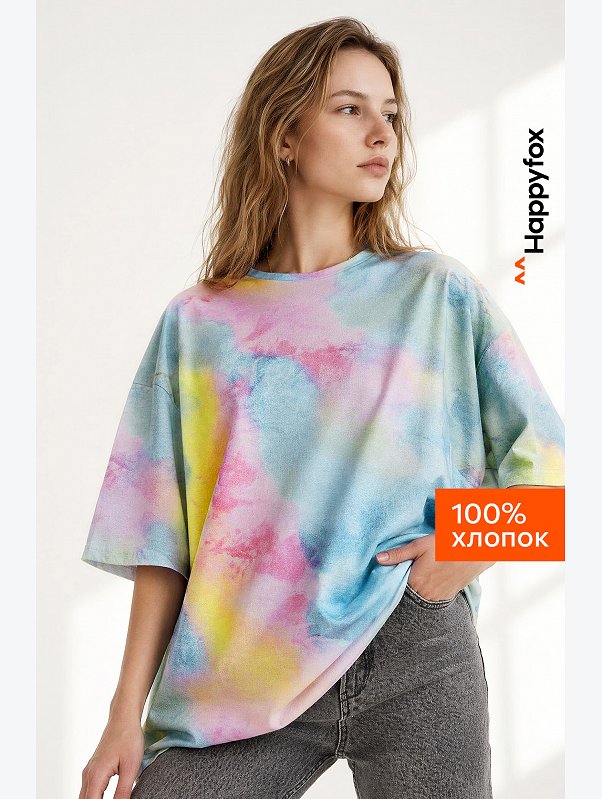 Женская футболка оверсайз Happyfox