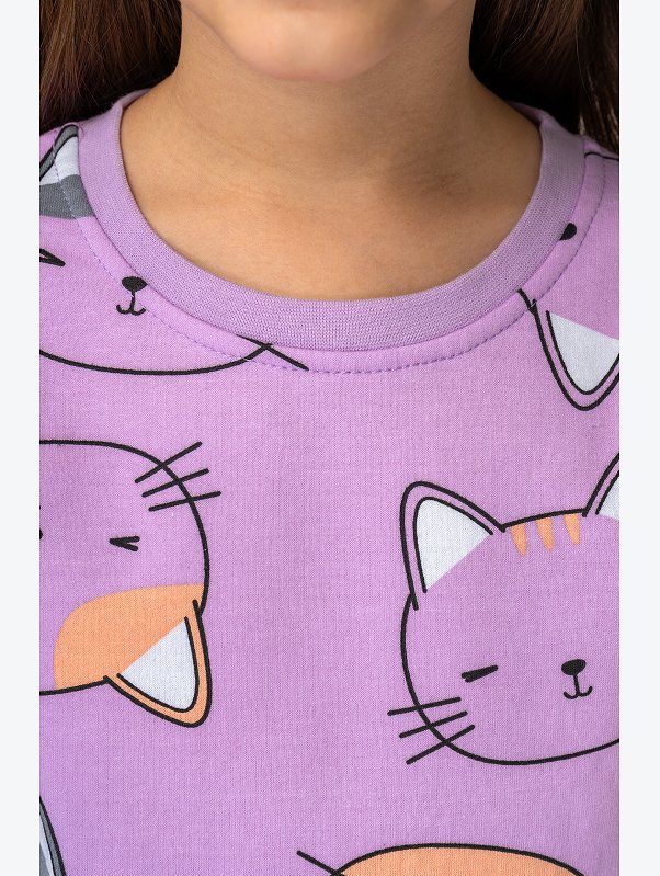 Хлопковая пижама для девочки из футера с начесом Happyfox
