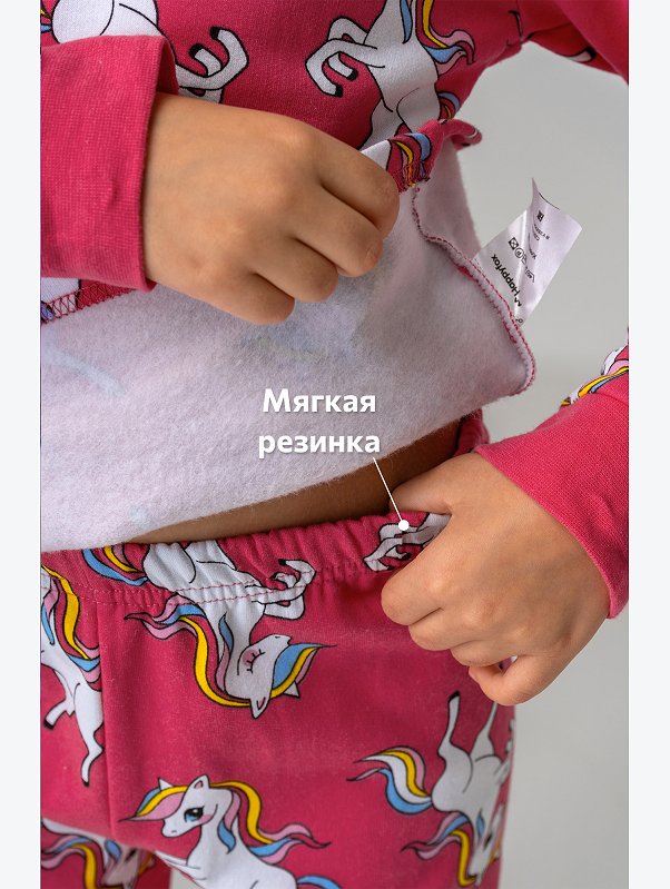 Хлопковая пижама для девочки из футера с начесом Happyfox