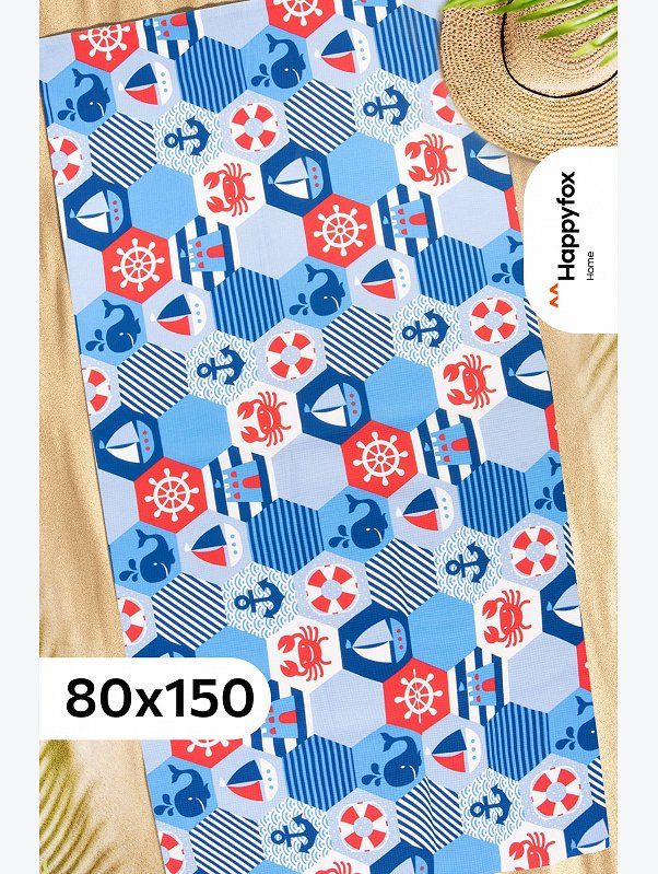 Полотенце пляжное вафельное 80Х150 Happy Fox Home
