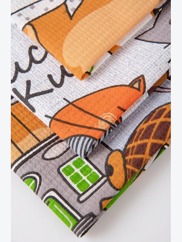 Комплект вафельных полотенец 3 шт Happy Fox Home