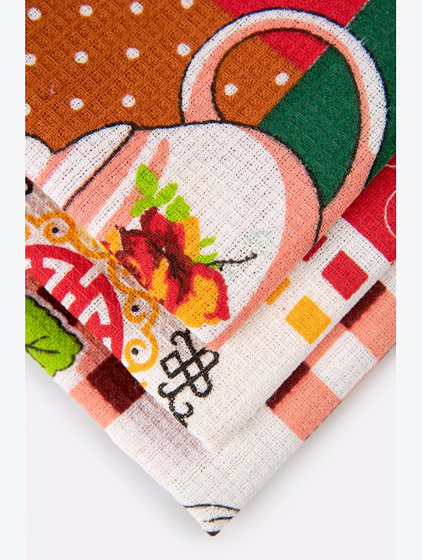 Комплект вафельных полотенец 3 шт Happy Fox Home