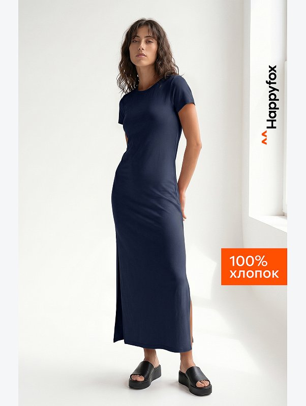 Однотонное женское платье-футболка Happyfox