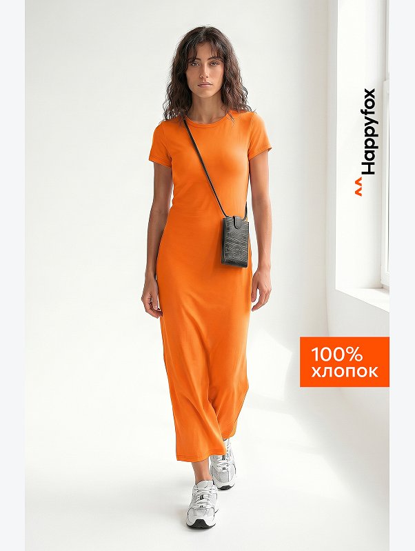 Однотонное женское платье-футболка Happyfox