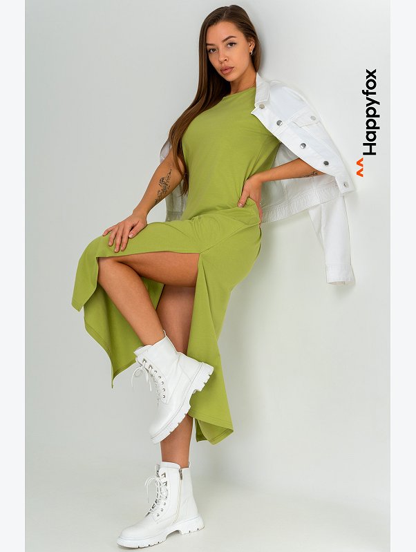 Однотонное женское платье-футболка Happyfox