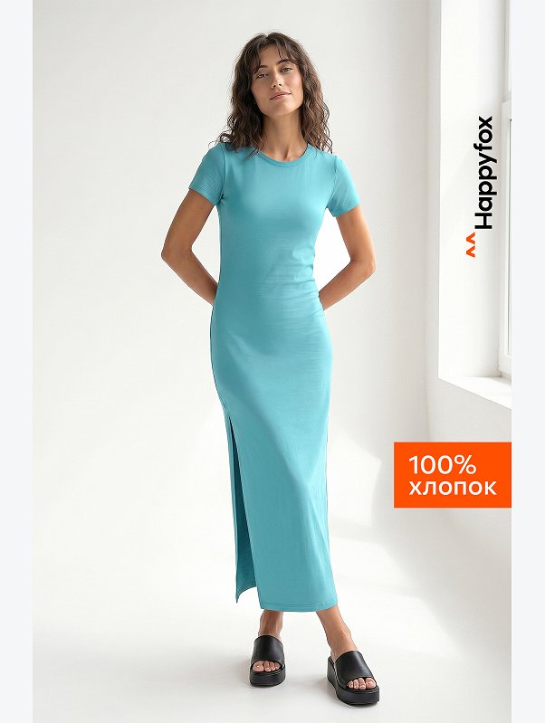 Однотонное женское платье-футболка Happyfox