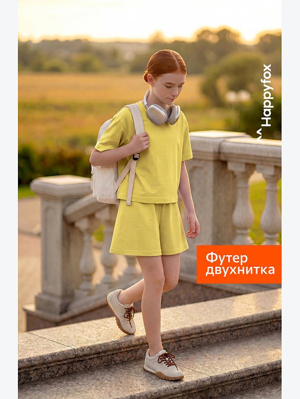 Костюм из футера для девочки оверсайз Happyfox