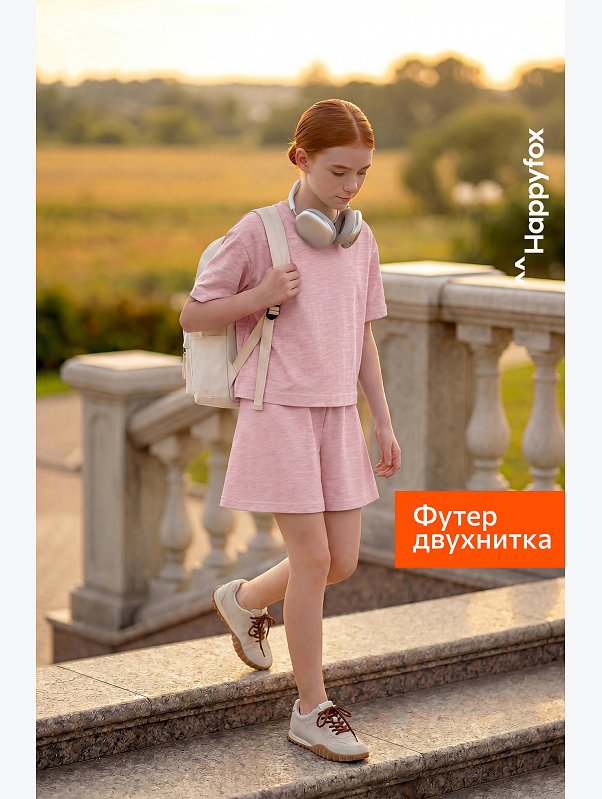 Костюм из футера для девочки оверсайз Happyfox