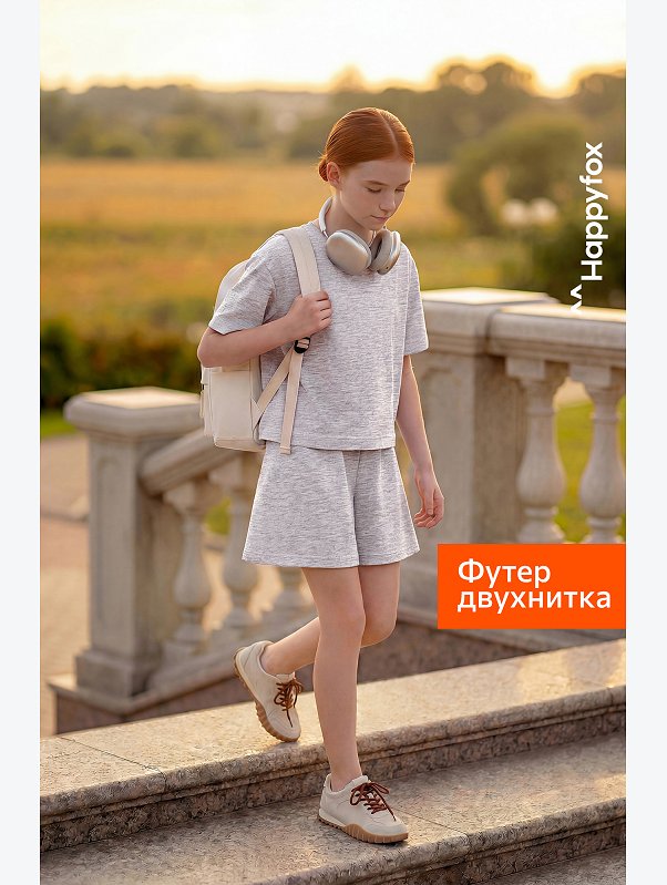 Костюм из футера для девочки оверсайз Happyfox