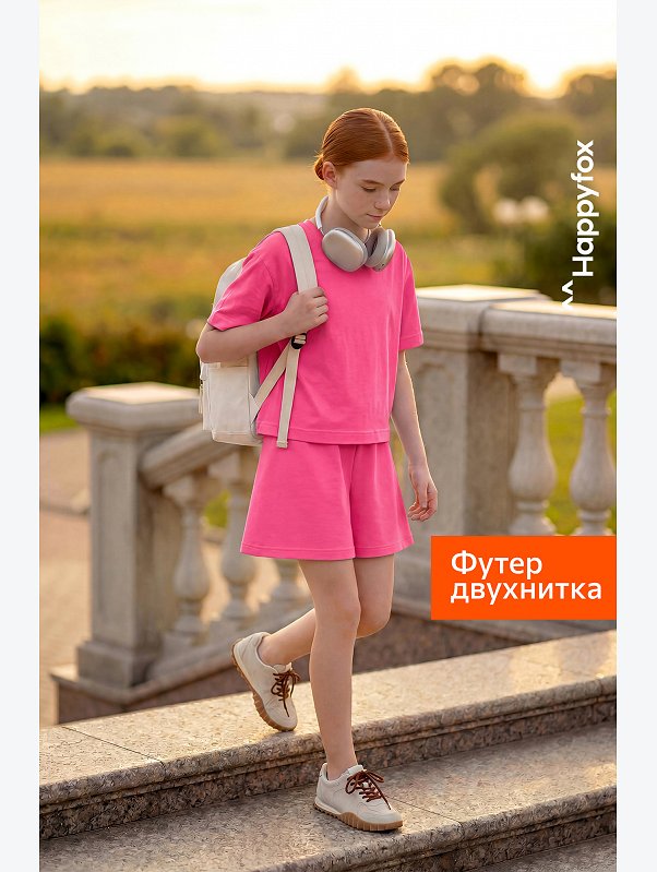 Костюм из футера для девочки оверсайз Happyfox