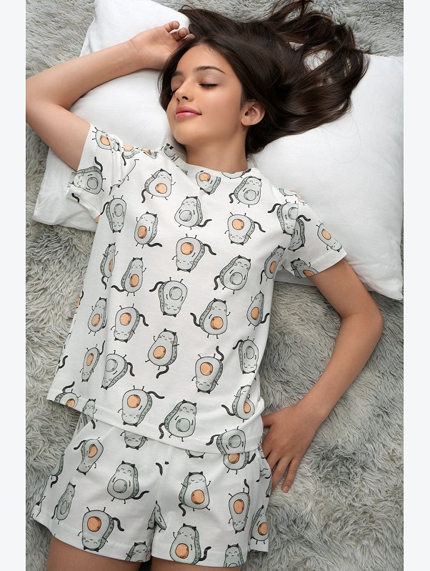 Хлопковая пижама для девочки с шортами Happyfox