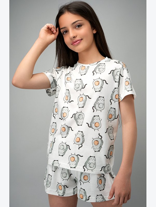 Хлопковая пижама для девочки с шортами Happyfox