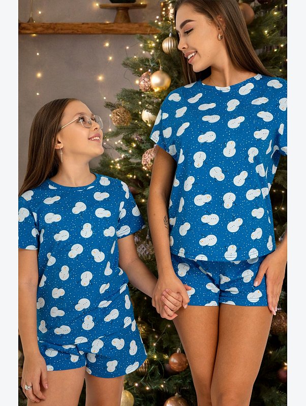 Новогодняя пижама для девочки с шортами Happyfox