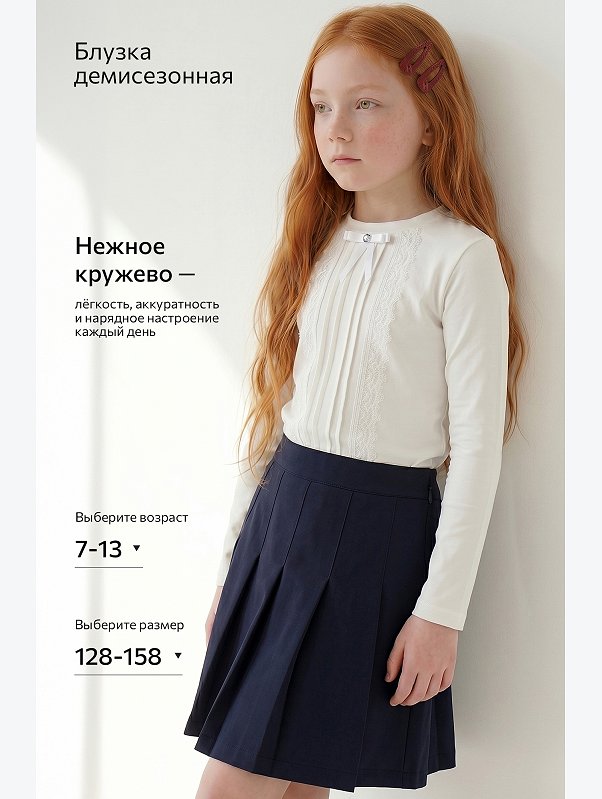Блузка для девочки с длинным рукавом Happyfox