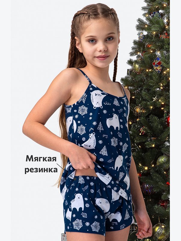 Новогодняя пижама для девочки с шортами Happyfox