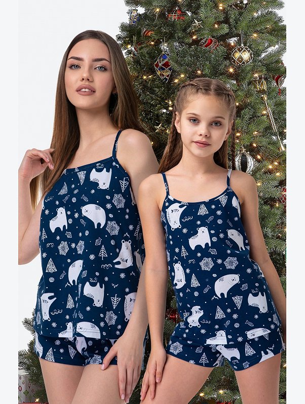 Новогодняя пижама для девочки с шортами Happyfox