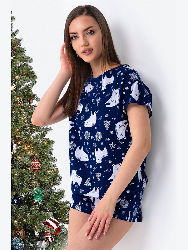 Женская новогодняя пижама с шортами Happyfox