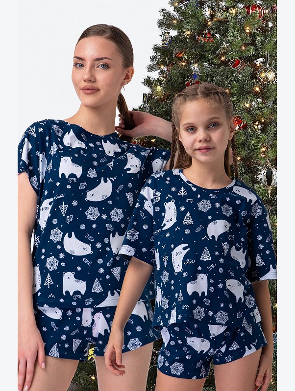 Женская новогодняя пижама с шортами Happyfox