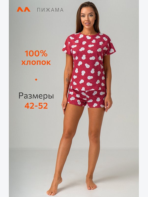 Женская новогодняя пижама с шортами Happyfox