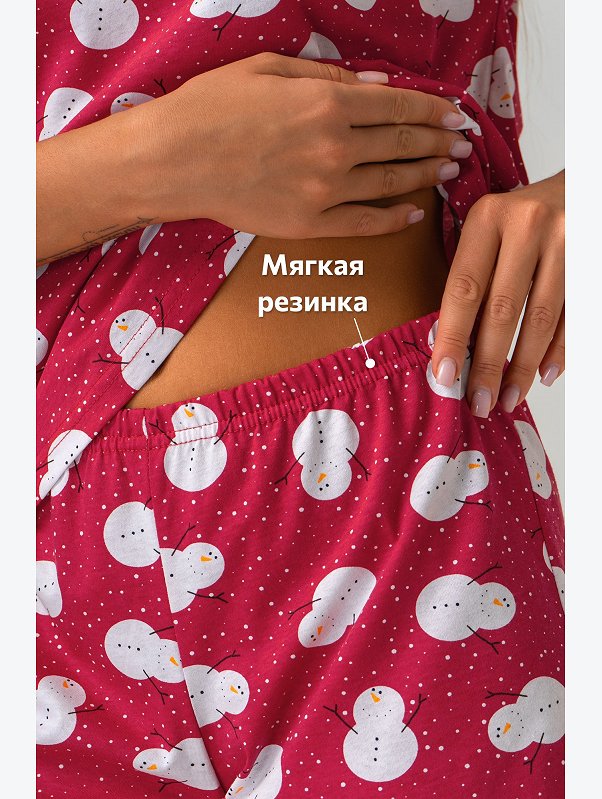 Женская новогодняя пижама с шортами Happyfox
