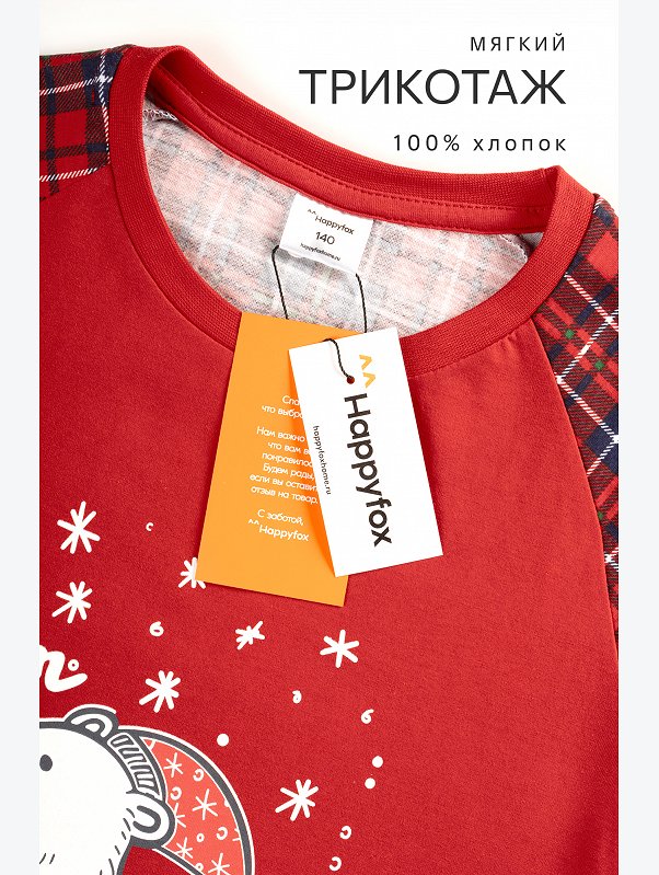 Новогодняя сорочка для девочки из хлопка Happyfox