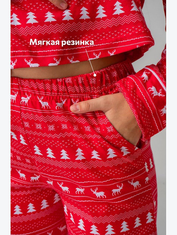 Новогодняя пижама для девочки с брюками и рубашкой Happyfox