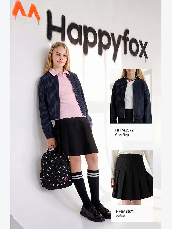 Блузка-поло в рубчик для девочки Happyfox