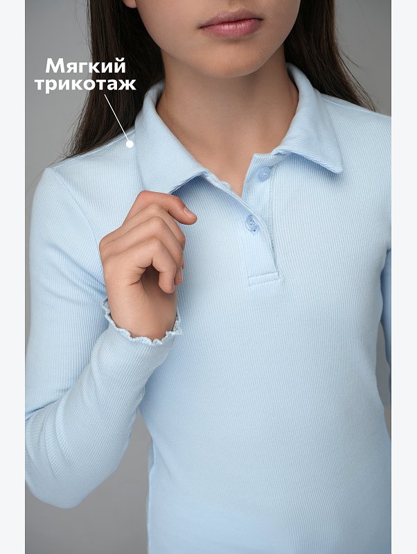 Блузка-поло в рубчик для девочки Happyfox