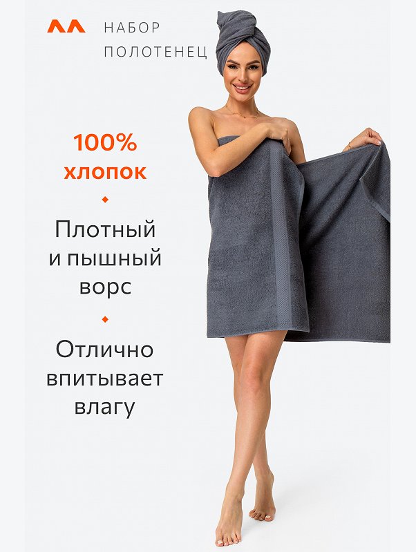 Набор махровых полотенец 3 шт. Happy Fox Home