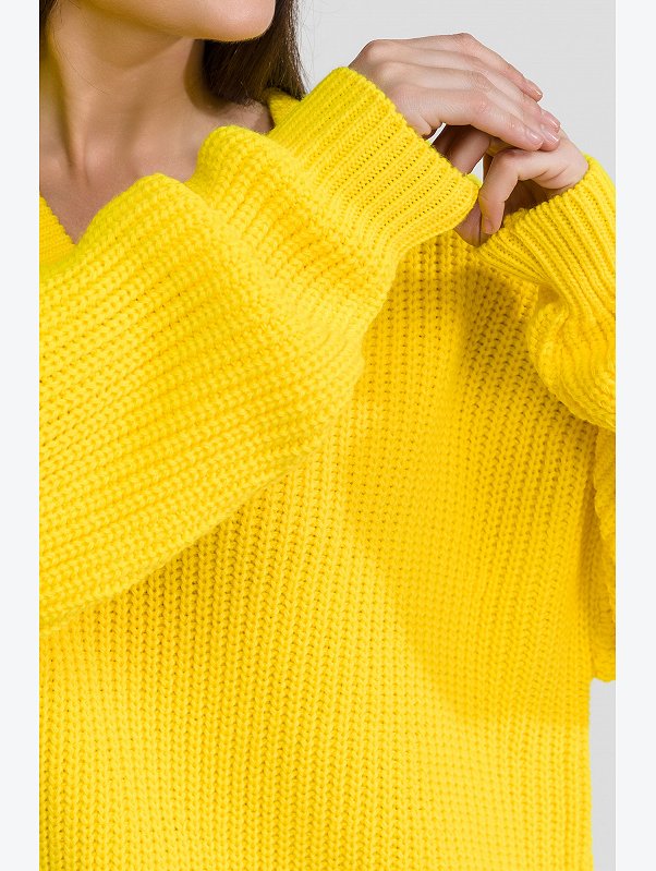 Женский удлиненный вязаный свитер оверсайз с V вырезом Happyfox
