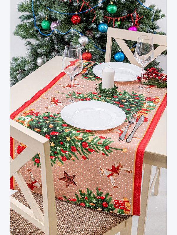Дорожка на стол из рогожки 50х145 Happy Fox Home