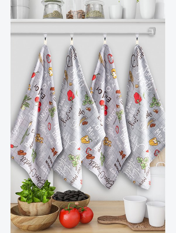 Набор полотенец из рогожки с петельками 4 шт Happy Fox Home