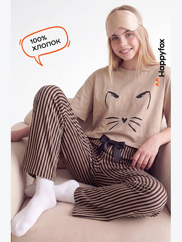 Хлопковая пижама для девочки Happyfox